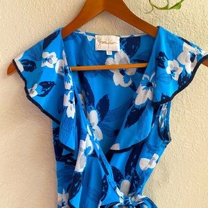 Floral Silk Ruffle Wrap Top